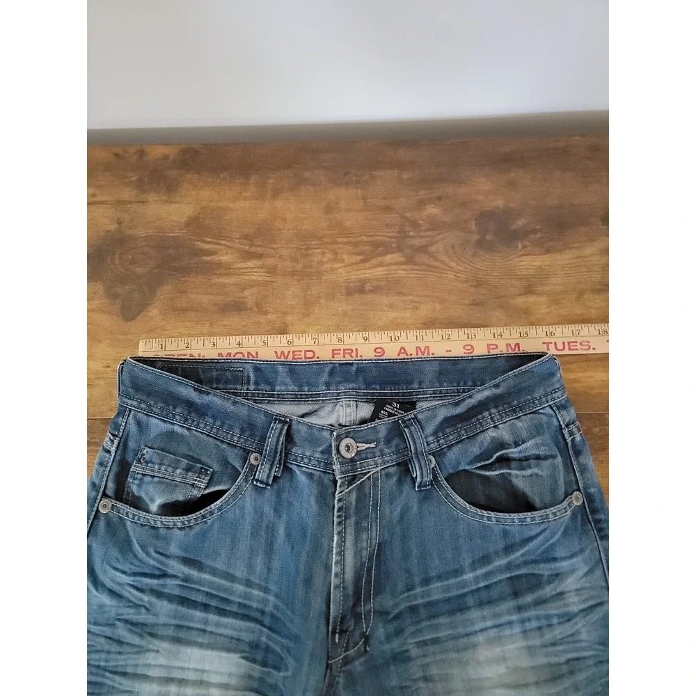 Buffalo David Bitton Jeans Mens 31x31 Blue Whiskered King Bootcut Denim Retro